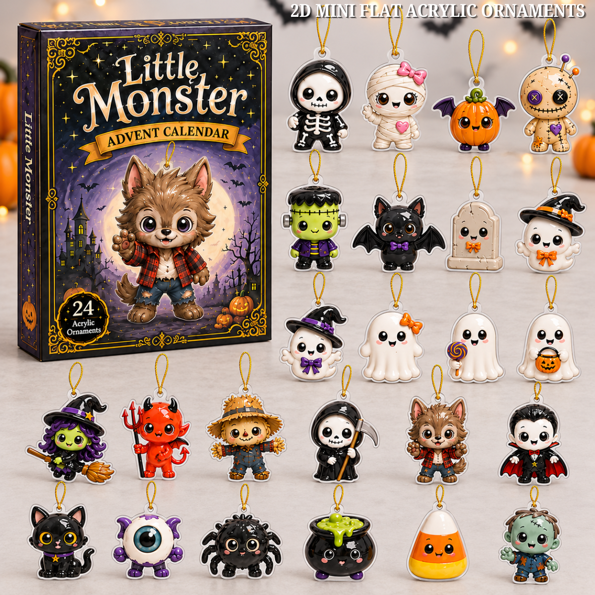 Little Monster Advent Calendar 2026 - 24-Day Festive Countdown, Acrylic Charms Blind Box - Gift For Cute Collectors