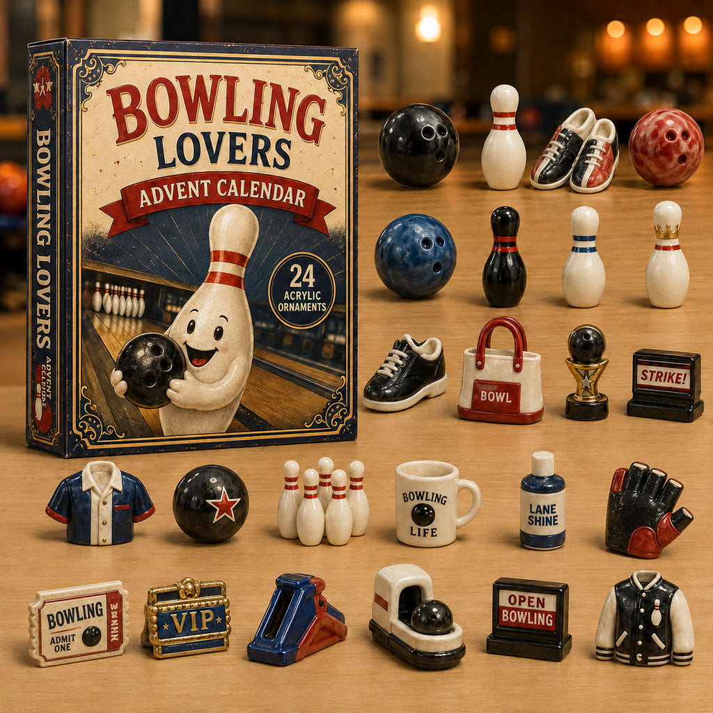 Bowling Mascot Advent Calendar 2026 - 24-Day Festive Countdown, Acrylic Charms Blind Box - Gift For Bowling Lovers