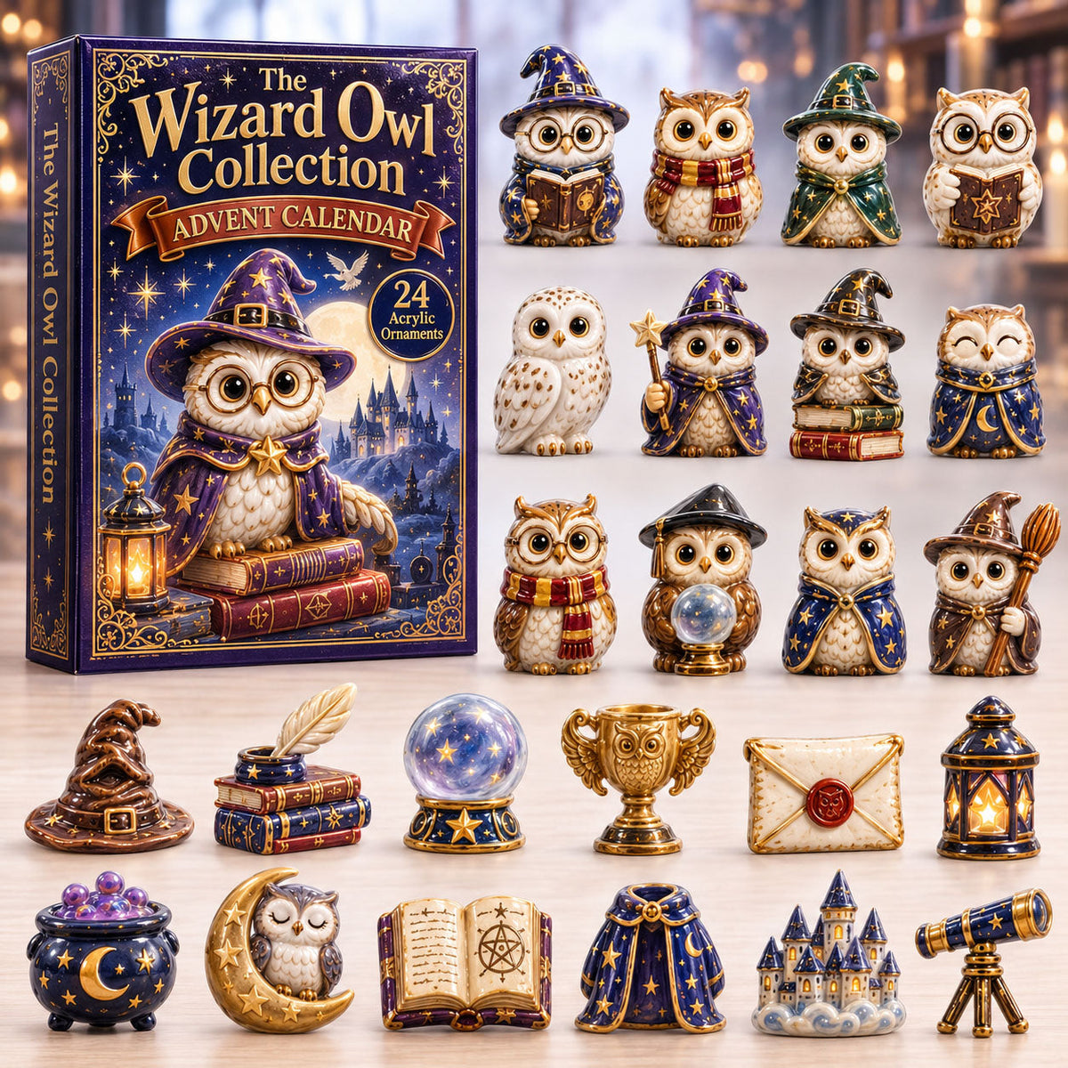 Wizard Owl Collection Advent Calendar 2026 - 24-Day Festive Countdown, Acrylic Charms Blind Box - Gift For Owl Lovers