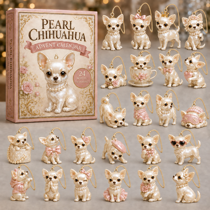 Pearl Chihuahua Dog Advent Calendar 2026 - 24-Day Festive Countdown, Acrylic Charms Blind Box - Gift For Dog Lovers