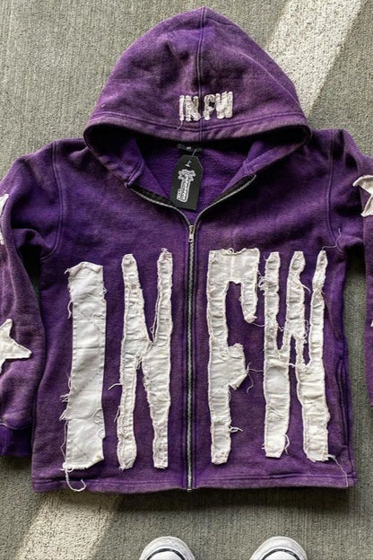Star Patch Zip Hoodie