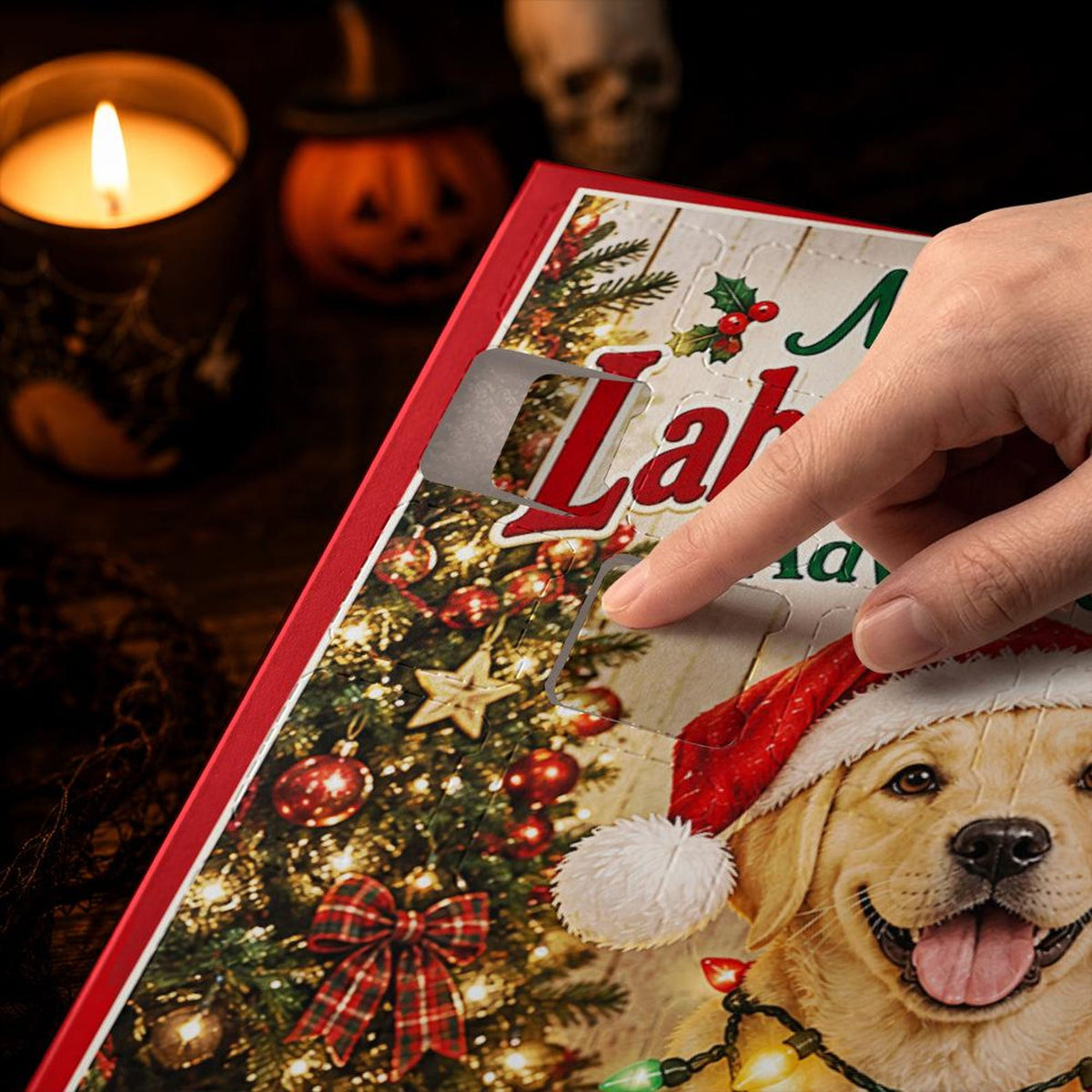 Custom Lab Dog Advent Calendar With 24 Charms, Personalized Labrador Mom Xmas Present, Holiday Pet Countdown Decor