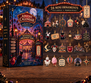 Mysterious Amusement Park Advent Calendar – 24 Mini Acrylic Ornament Charms, 24 Days of Magical Surprises, Carnival Christmas Countdown Gift