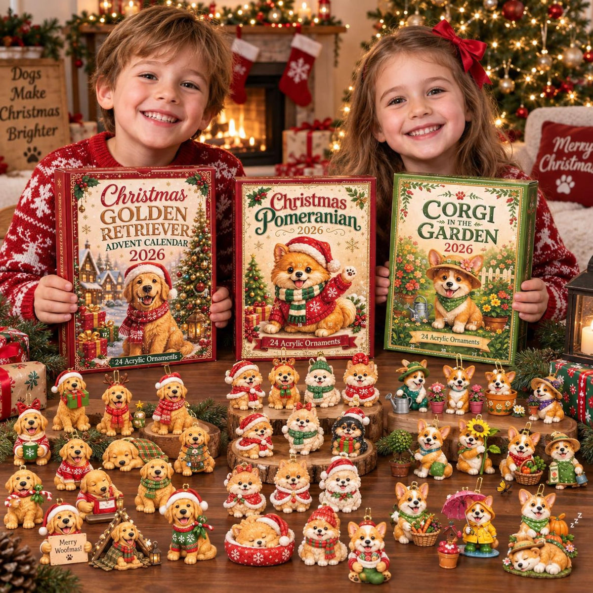 2026 Pomeranian Advent Calendar | 24 Acrylic Dog Ornaments (Holiday Countdown)