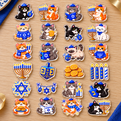 Hanukkah Advent Calendar: Personalized Christmas Countdown Box, Blue Paper and Acrylic