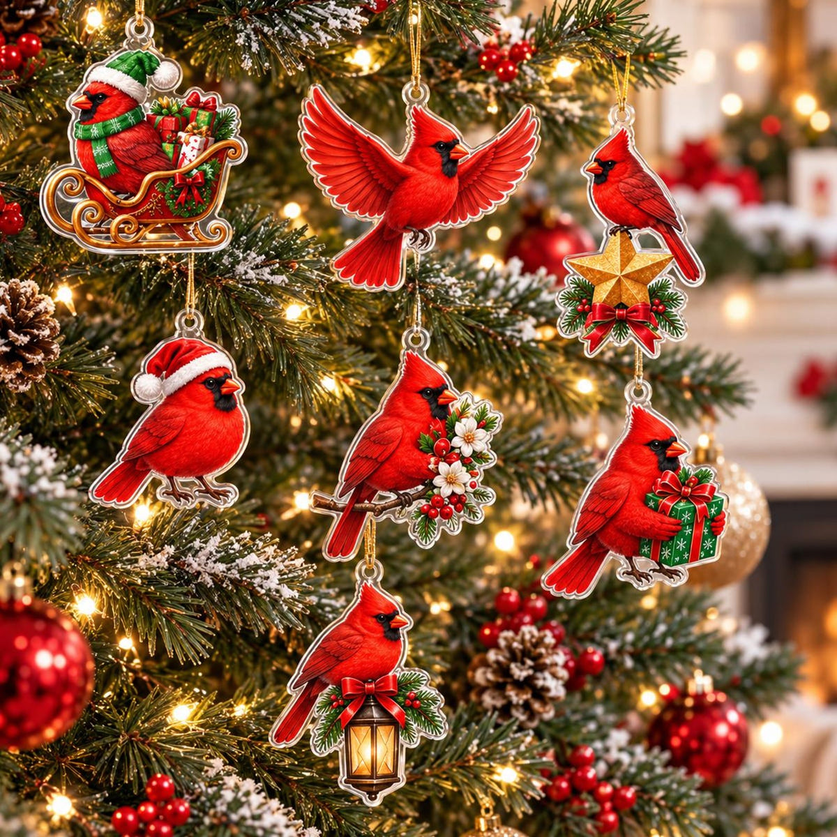 Personalized Cardinal Blind Box Advent Calendar 2026, 24 Mini Cardinal Charms, Custom Cardinal Outdoor Countdown Gift for Cardinal Lovers