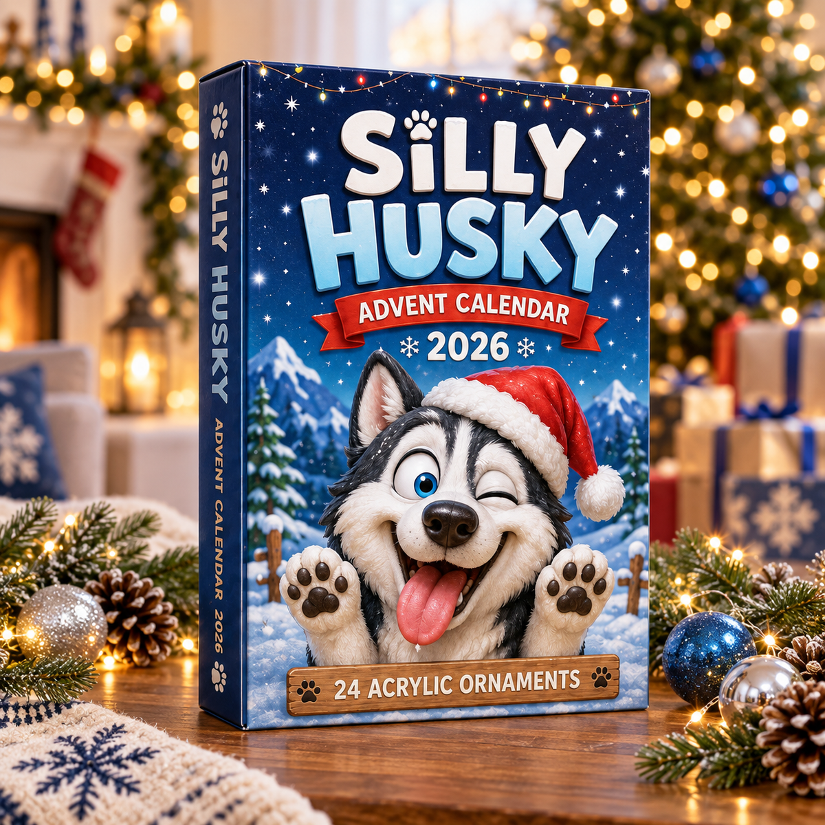 Silly Husky Advent Calendar 2026 - 24-Day Festive Countdown, Acrylic Charms Blind Box - Gift For Husky Lovers