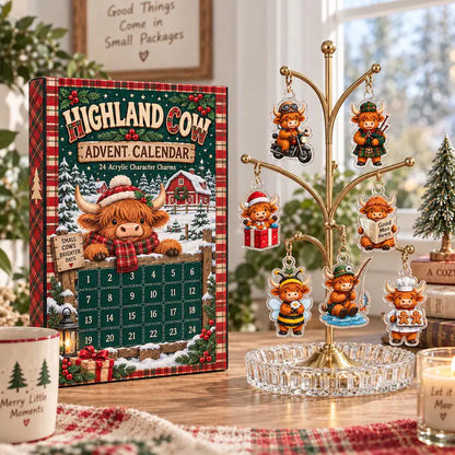 Highland Cow Advent Calendar 2026, 24-Day Christmas Countdown Box, Mini Cow Figurines, Farmhouse Holiday Decor, Cow Lover Gift