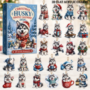 Christmas Husky Advent Calendar 2026 - 24-Day Festive Countdown, Acrylic Charms Blind Box - Gift For Husky Lovers