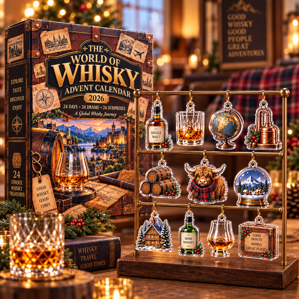 Global Whisky Advent Calendar 2026, 24 Days of International Drams & Treasures, Unique Christmas Countdown Gift, World Spirits Set
