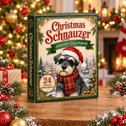 Christmas Schnauzer Advent Calendar 2026 - 24-Day Festive Countdown, Acrylic Charms Blind Box - Gift For Schnauzer Lovers
