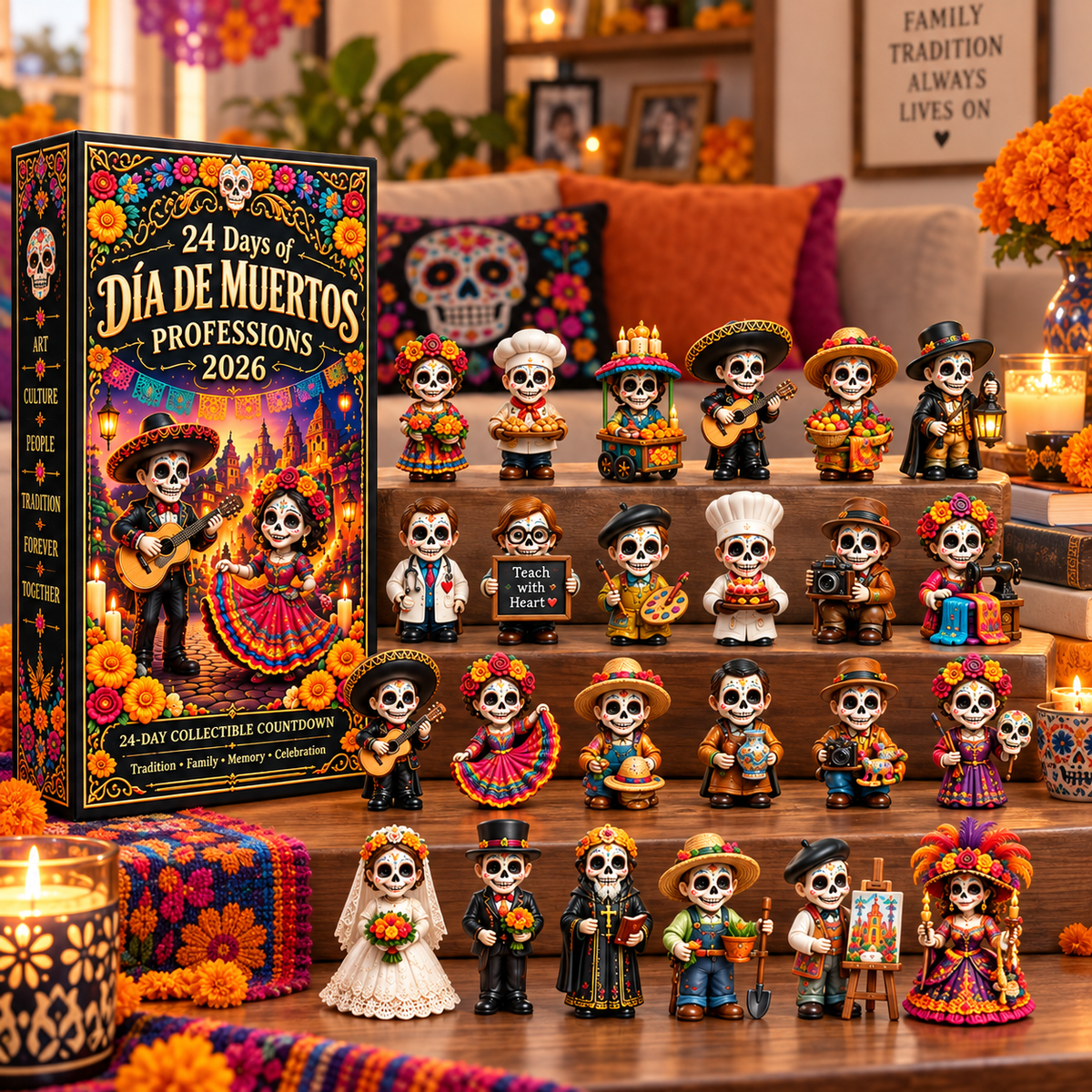 24 Days of Día de Muertos Professions 2026 – 24-Day Collectible Countdown Calendar with 24 Unique Profession Miniatures
