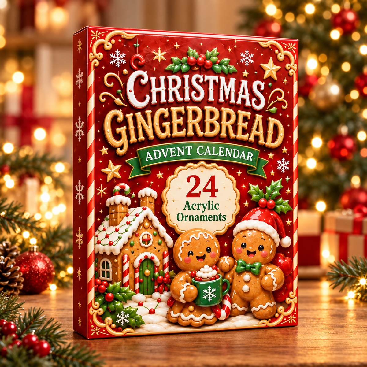 Christmas Gingerbreads Advent Calendar 2026 - 24-Day Festive Countdown, Acrylic Charms Blind Box - Gift For Family Members