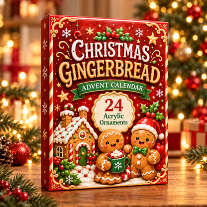 Christmas Gingerbreads Advent Calendar 2026 - 24-Day Festive Countdown, Acrylic Charms Blind Box - Gift For Family Members
