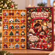 Personalized Couple Christmas Advent Calendar 2026, Custom Couple Name Blind Box,24 Day Countdown Holiday Love Xmas Ornament Set for Couples