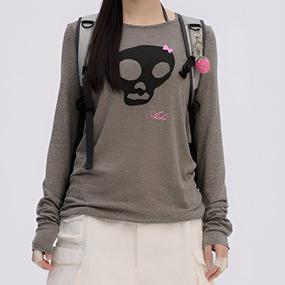 Emo Phase Skull Long Sleeve Top