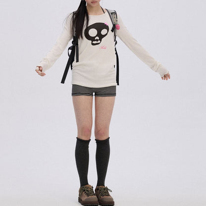 Emo Phase Skull Long Sleeve Top