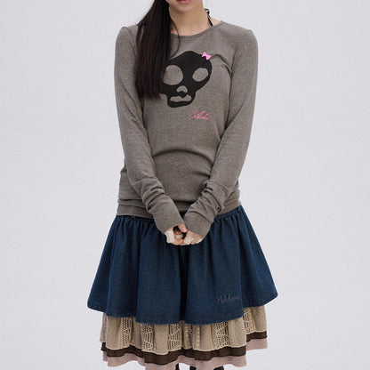 Emo Phase Skull Long Sleeve Top