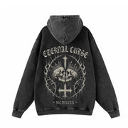 Eternal Curse Skull Inverted Cross Vintage Washed Hoodie
