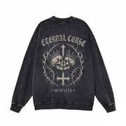 Eternal Curse Skull Inverted Cross Vintage Washed Sweatshirt