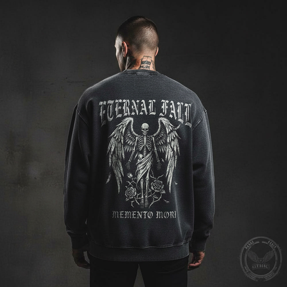 Eternal Fall Angel Skull Vintage Washed Sweatshirt