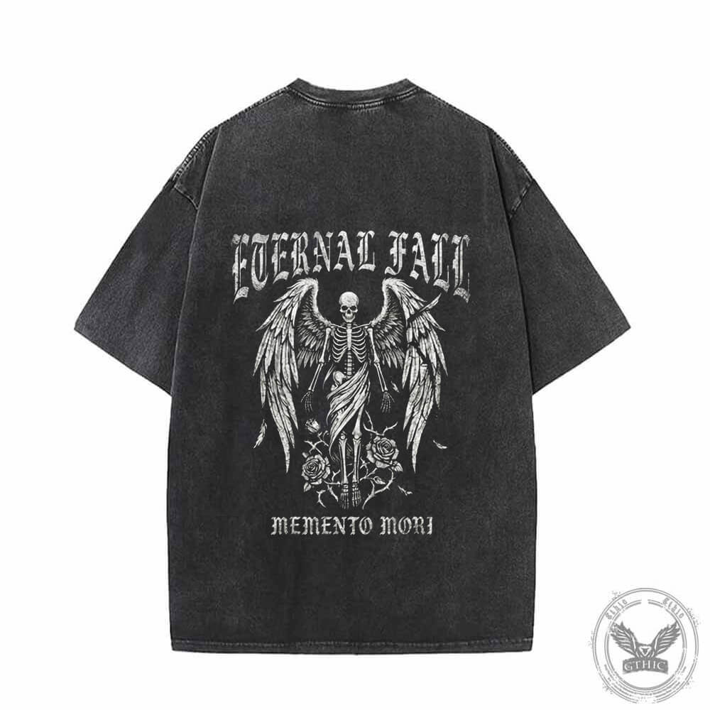 Eternal Fall Angel Skull Vintage Washed T-shirt