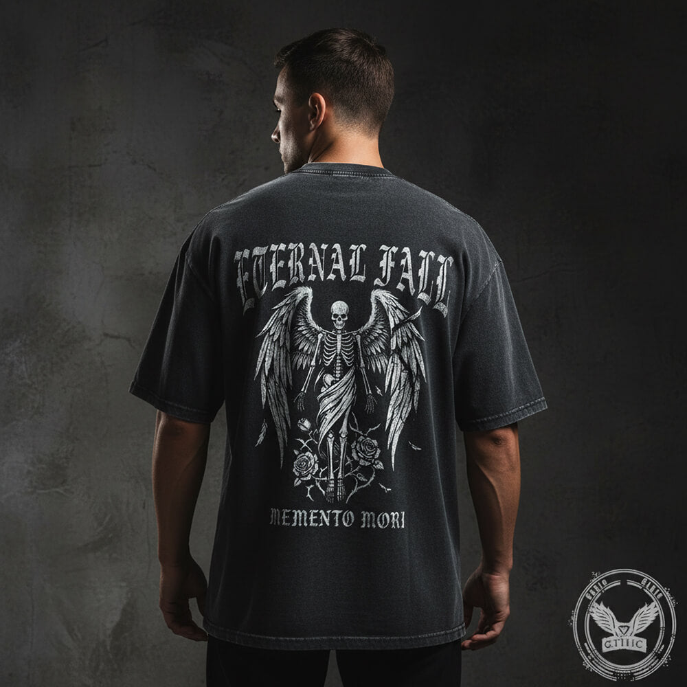 Eternal Fall Angel Skull Vintage Washed T-shirt