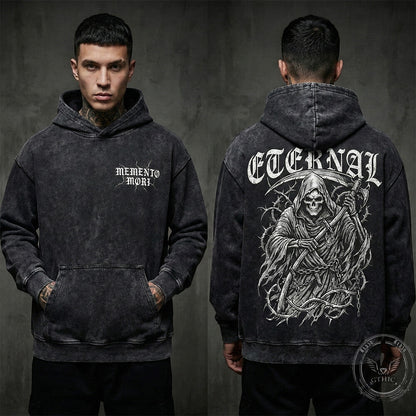 Eternal Grim Reaper Skull Vintage Washed Hoodie