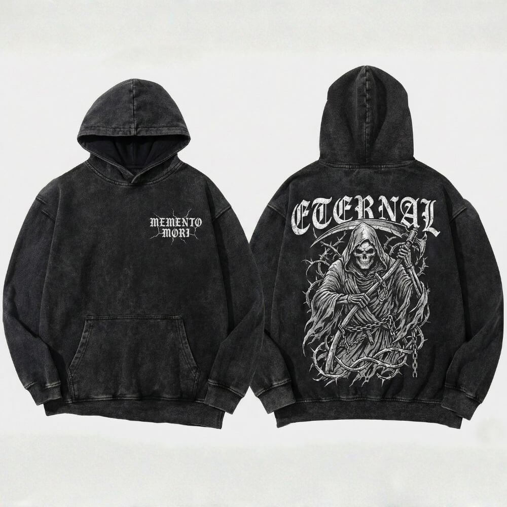 Eternal Grim Reaper Skull Vintage Washed Hoodie