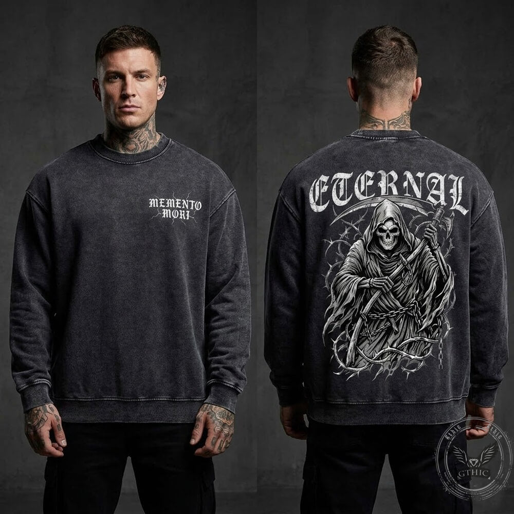 Eternal Grim Reaper Skull Vintage Washed Sweatshirt