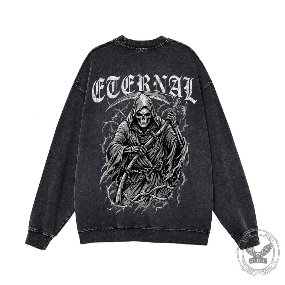 Eternal Grim Reaper Skull Vintage Washed Sweatshirt