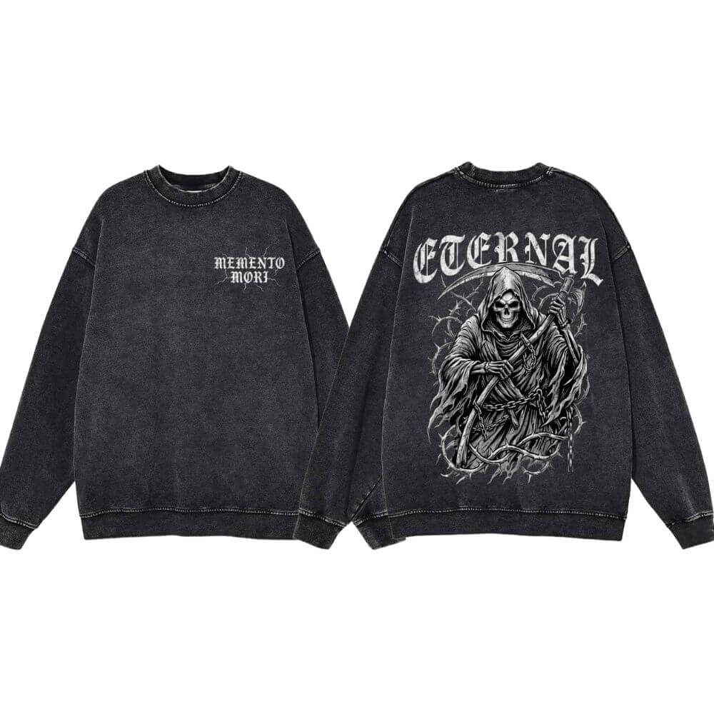 Eternal Grim Reaper Skull Vintage Washed Sweatshirt