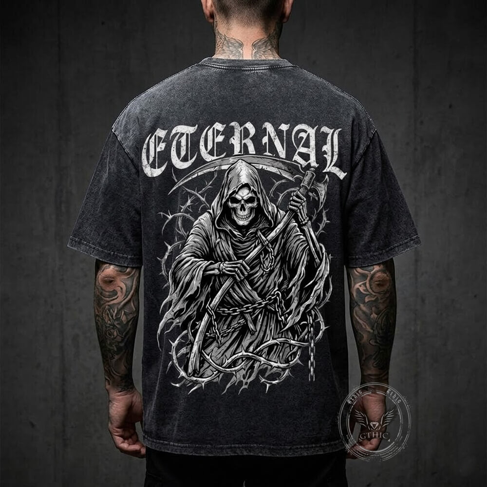 Eternal Grim Reaper Skull Vintage Washed T-shirt
