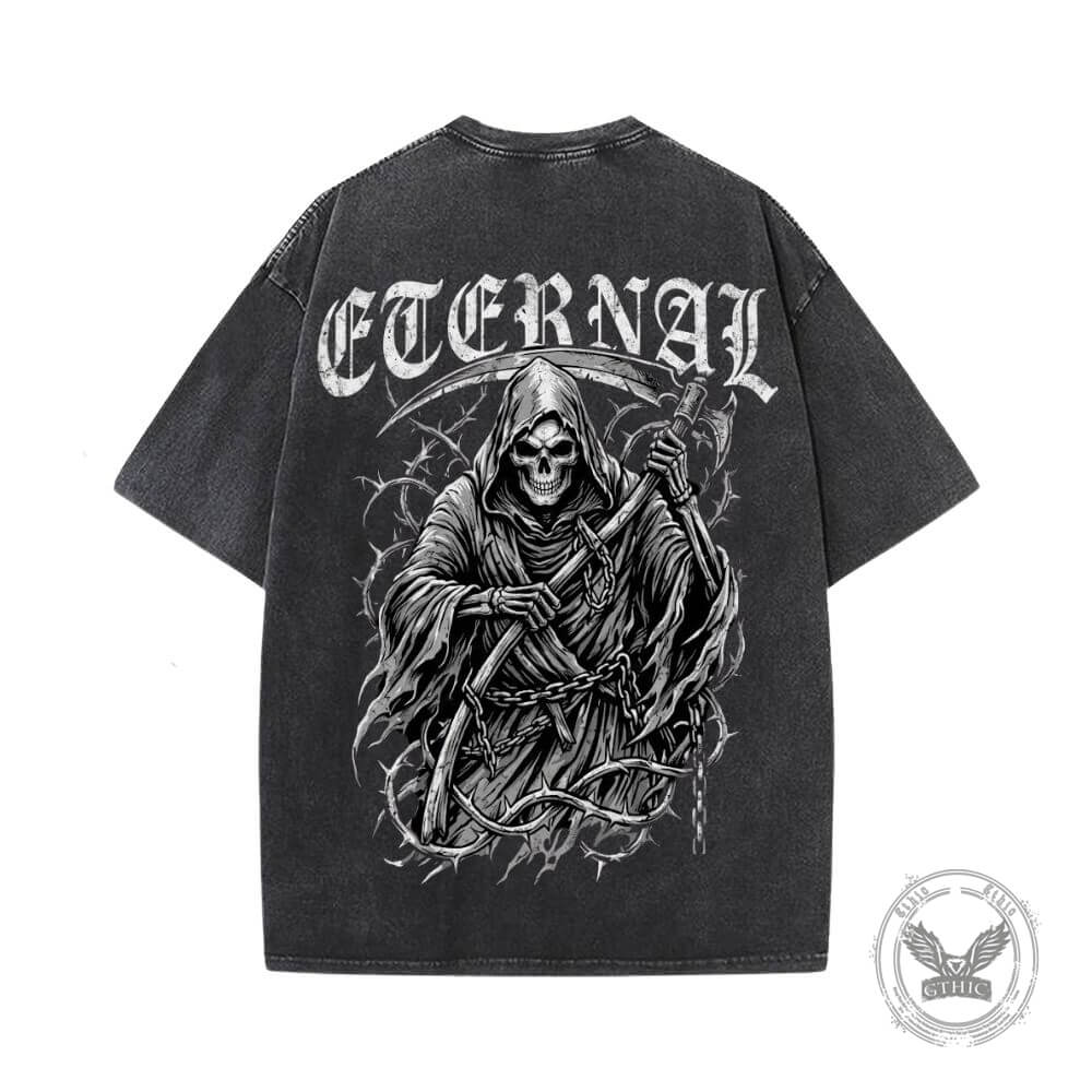 Eternal Grim Reaper Skull Vintage Washed T-shirt