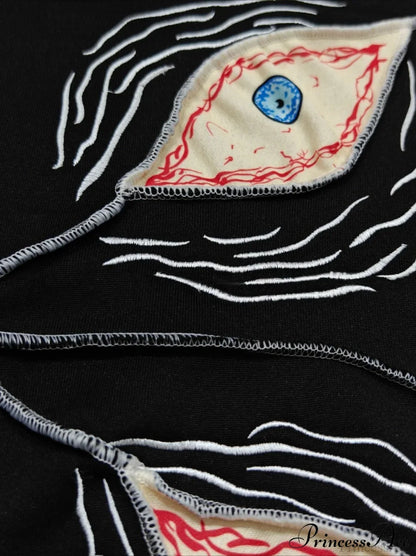 Evil Eye Patterned Dark Gothic Hip Hop Hoodie