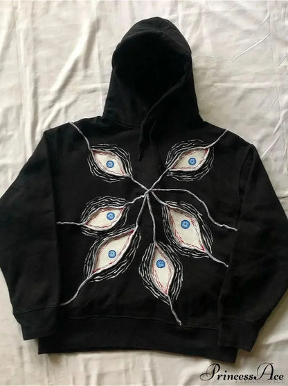 Evil Eye Patterned Dark Gothic Hip Hop Hoodie