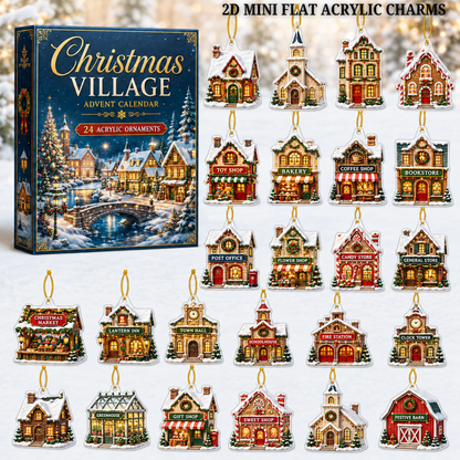 Christmas Village Houses Advent Calendar 2026 - 24-Day Festive Countdown, Acrylic Charms Blind Box - Gift For Family & Friends