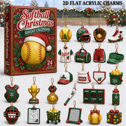 Softball Christmas Advent Calendar 2026 - 24-Day Festive Countdown, Acrylic Charms Blind Box - Gift For Softball Lovers