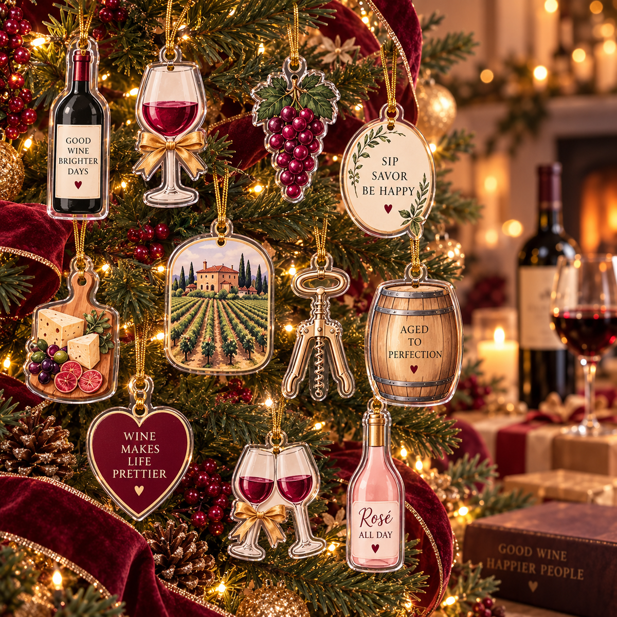 Wine Lovers Advent Calendar 2026, 24 Day Xmas Countdown, Wine Ornaments, Vineyard Holiday Gift, Sommelier Gift for Women, Wine Lover Decor
