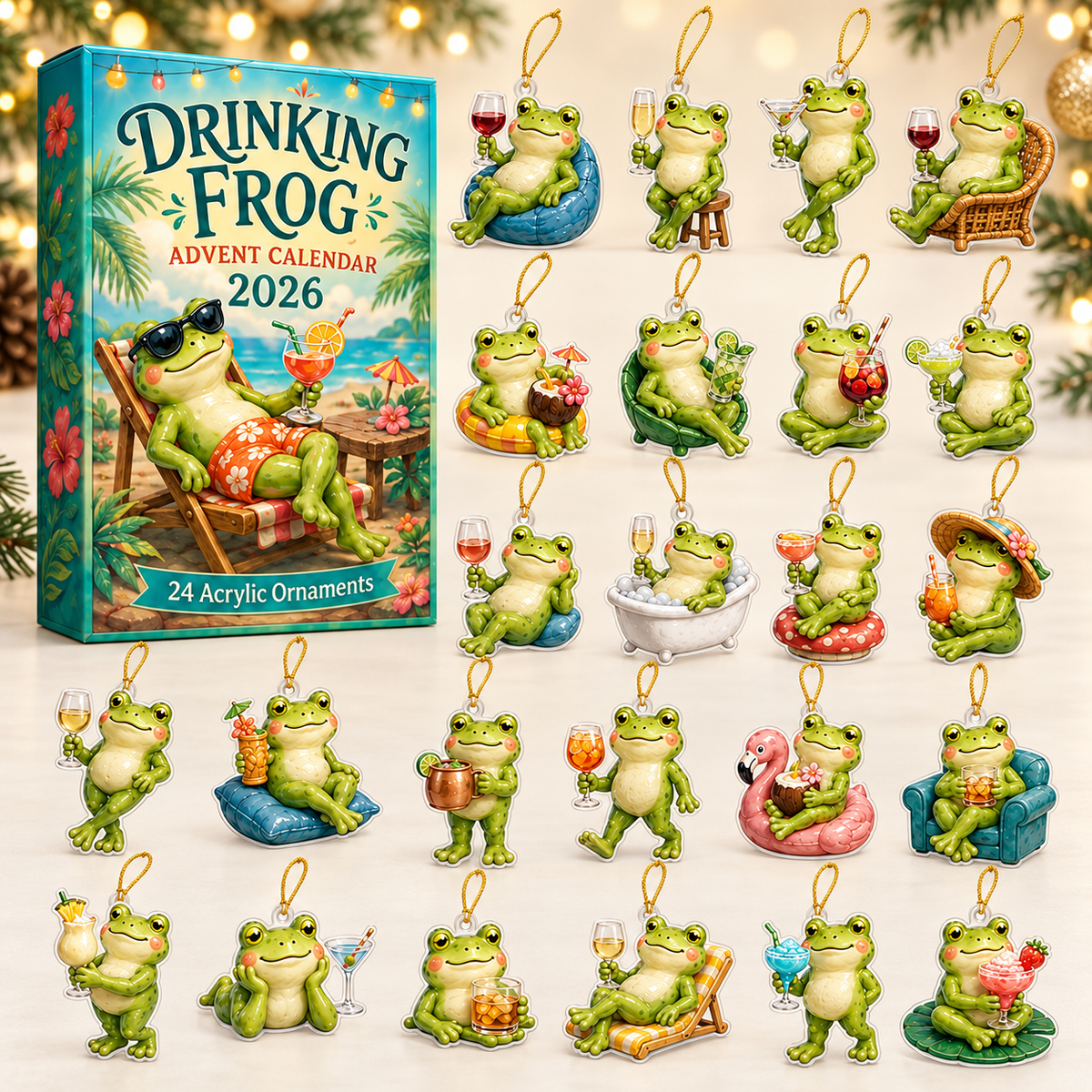 Drinking Frog Advent Calendar 2026 - 24-Day Festive Countdown, Acrylic Charms Blind Box - Gift For Frog Lovers