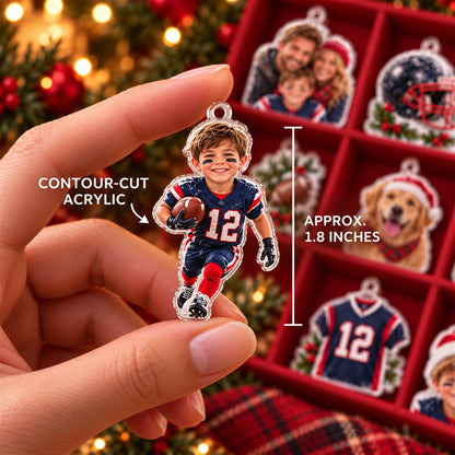 Personalized Football Advent Calendar with 24 Custom Photo Acrylic Ornaments, Player Number Christmas Gift for Football Family and Coach