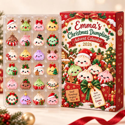 Personalized Christmas Dumpling Advent Calendar 2026, 24 Acrylic Dumpling Ornaments