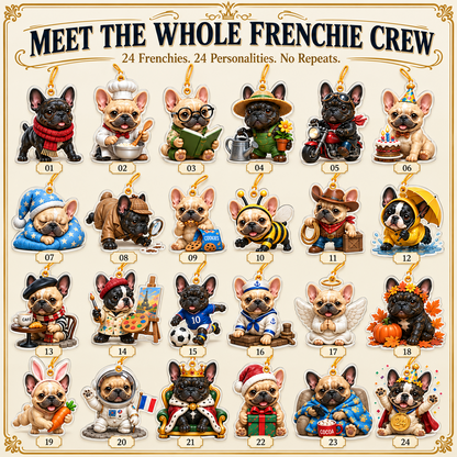 24 Days of Frenchie Mischief - 2026 Advent Calendar Blind Box of 24 Ornaments