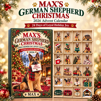 Personalized German Shepherd Advent Calendar 2026, 24 Acrylic Charms, Christmas Dog Gift, Pet Name Keepsake