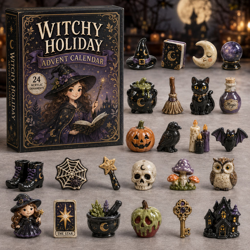 Witchy Magic Advent Calendar 2026 - 24-Day Festive Countdown, Acrylic Charms Blind Box - Gift For Halloween Lovers