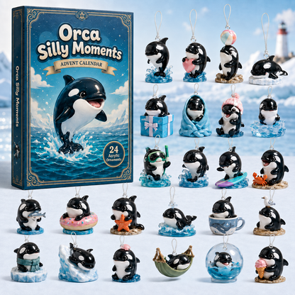 Orca Silly Moments Advent Calendar 2026 - 24-Day Festive Countdown, Acrylic Charms Blind Box - Gift For Orca Lovers