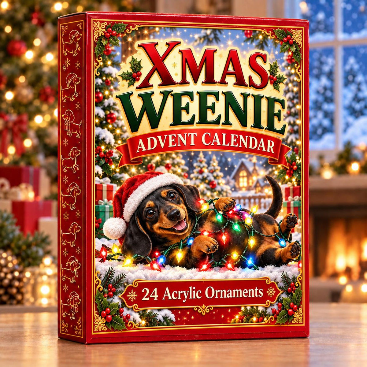 Dachshund Advent Calendar 2026, 24 Acrylic Dog Ornaments, Sausage Dog Christmas Countdown Box, Dog Lover Gift, Holiday Keepsake