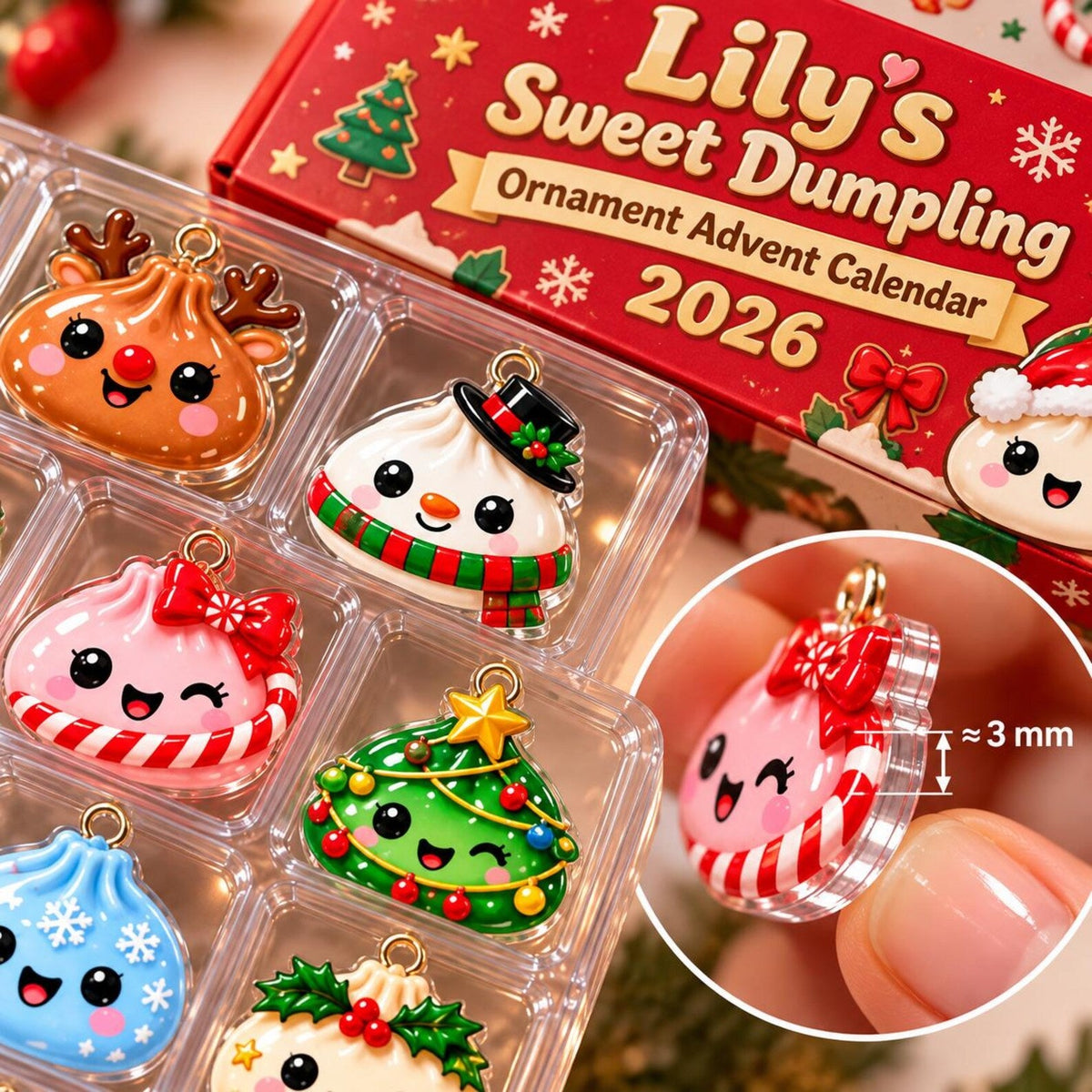 Christmas Dumpling Advent Calendar 2026, 24 Custom Dumpling Charms, Family Countdown Calendar, Kids Holiday Gift, Blind Box Xmas Gift John
