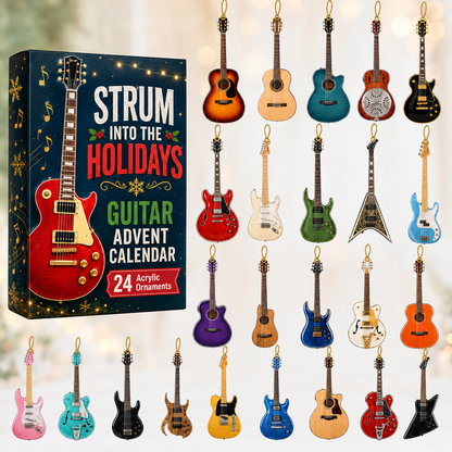 Strum Into The Holidays Advent Calendar 2026 - 24-Day Festive Countdown, Acrylic Charms Blind Box - Gift For Guitar Lovers