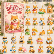 Everyday Shiba Inu Advent Calendar 2026 - 24-Day Festive Countdown, Acrylic Charms Blind Box - Gift For Shiba Inu Lovers